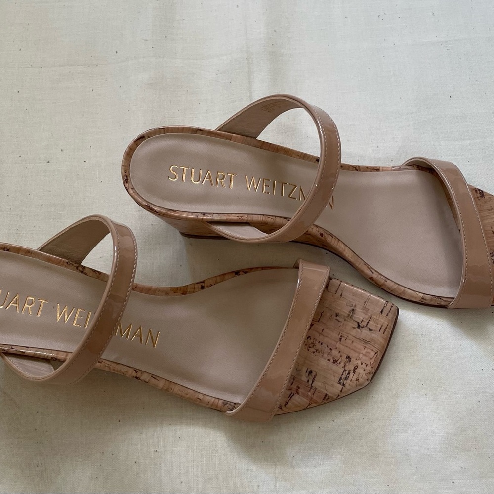 Stuart Weitzman Tan Wedge Shoes Modern Minimalist Design